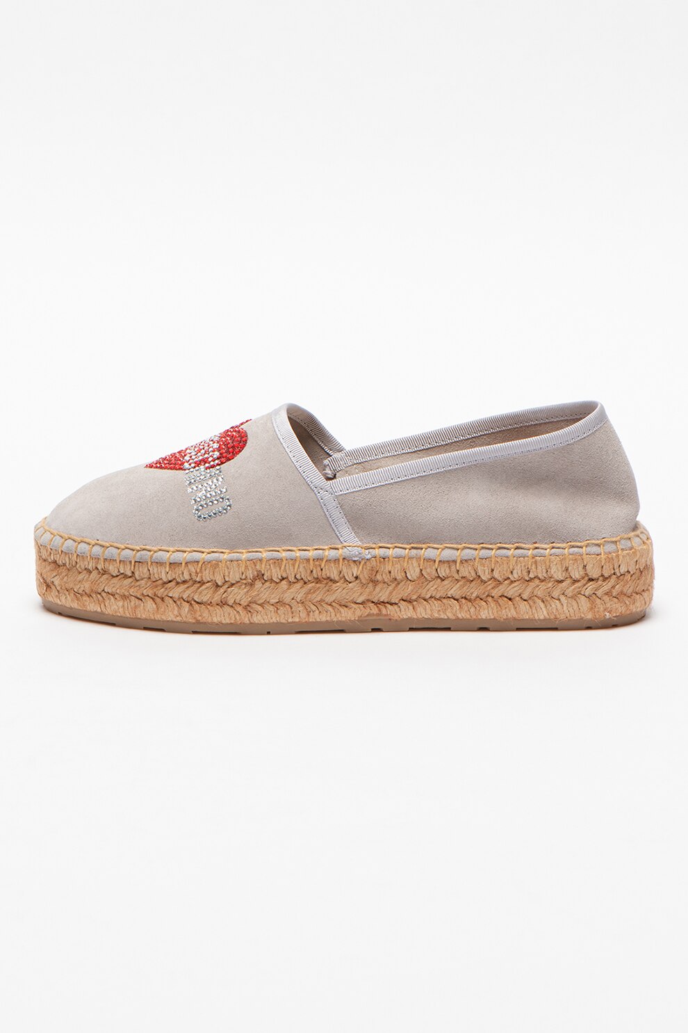 Love Moschino, Espadrile de piele intoarsa cu strasuri