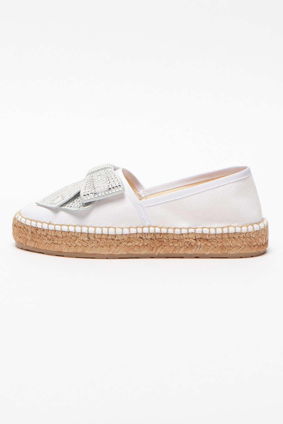 Love Moschino, Espadrile din material textil cu aplicatie funda