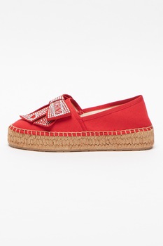 Love Moschino, Espadrile din material textil cu aplicatie funda Love Moschino, Espadrile din material textil cu aplicatie funda