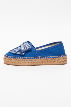 Love Moschino, Espadrile din material textil cu aplicatie funda Love Moschino, Espadrile din material textil cu aplicatie funda