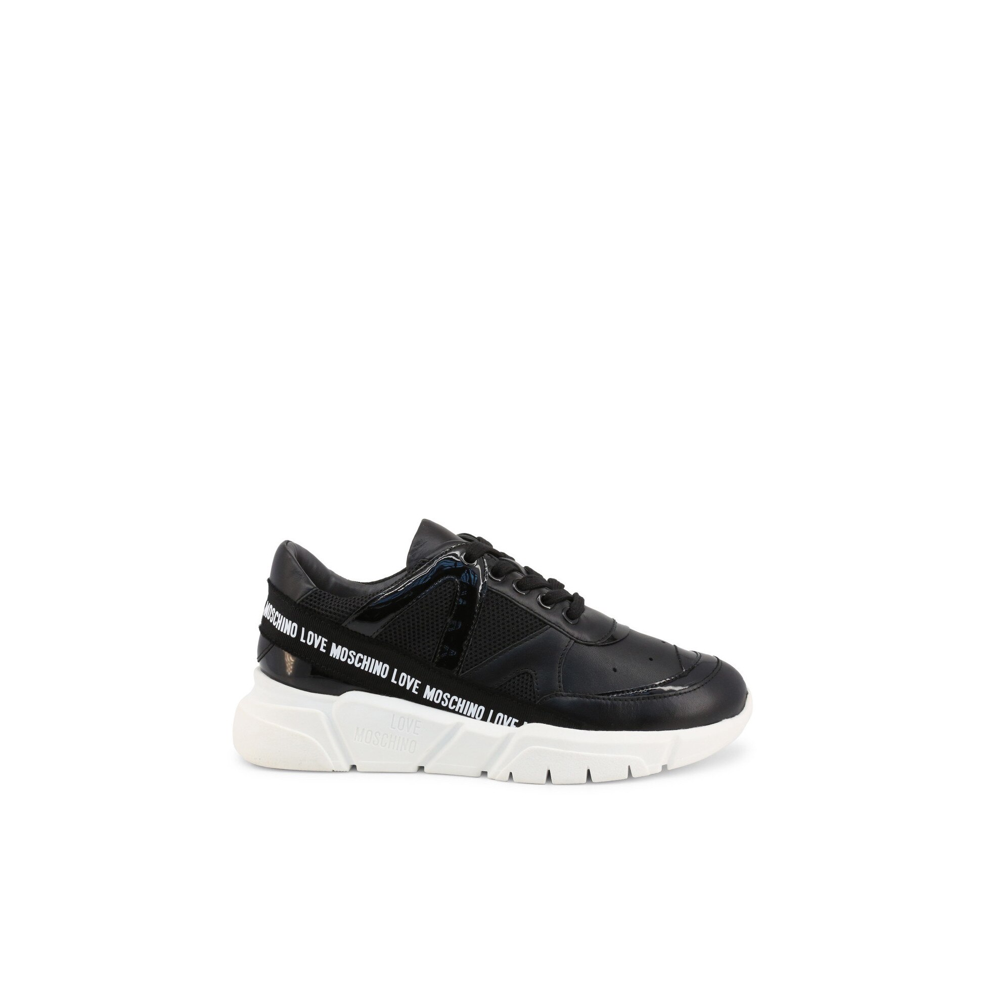 Love Moschino, Pantofi sport wedge de piele si piele ecologica