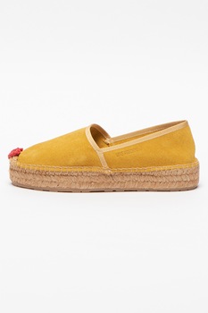 Love Moschino, Espadrile de piele intoarsa cu detaliu crosetat Love Moschino, Espadrile de piele intoarsa cu detaliu crosetat