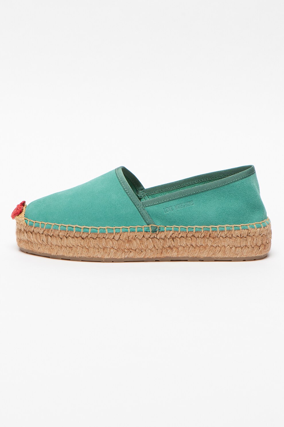 Love Moschino, Espadrile de piele intoarsa cu detaliu crosetat