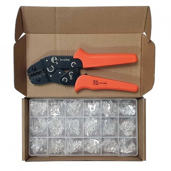 Set cleste pentru sertizare E-LOCKS, SN-06 si 420 bucati terminale neizolate pentru conductori Set cleste pentru sertizare E-LOCKS, SN-06 si 420 bucati terminale neizolate pentru conductori