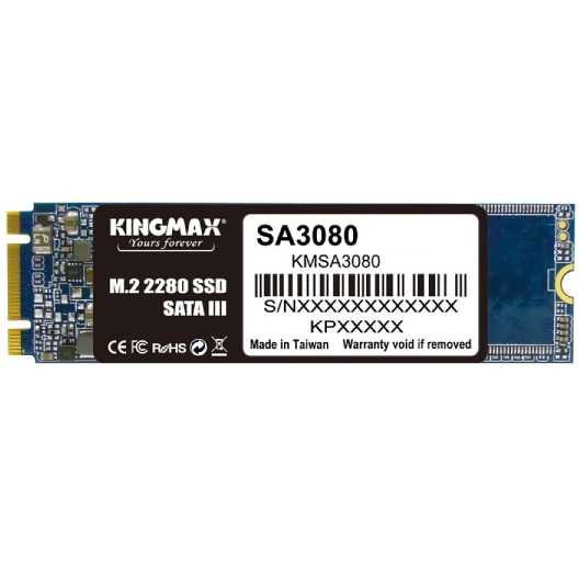 Solid State Drive (SSD) Kingmax, SA3080, 256 GB, M.2 2280, S-ATA 3, 3D TLC Nand, R/W: 540/450 MB/s