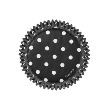 Set hartii briose cu buline negre , Wilton, 75 bucati, 50 mm x 33 mm, 5 cm diametru Set hartii briose cu buline negre , Wilton, 75 bucati, 50 mm x 33 mm, 5 cm diametru