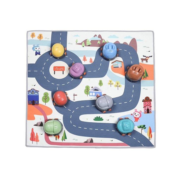 Covoras interactiv si educativ cu masinute, 68x68 cm, material plastic ABS, Tumama®, multicolor