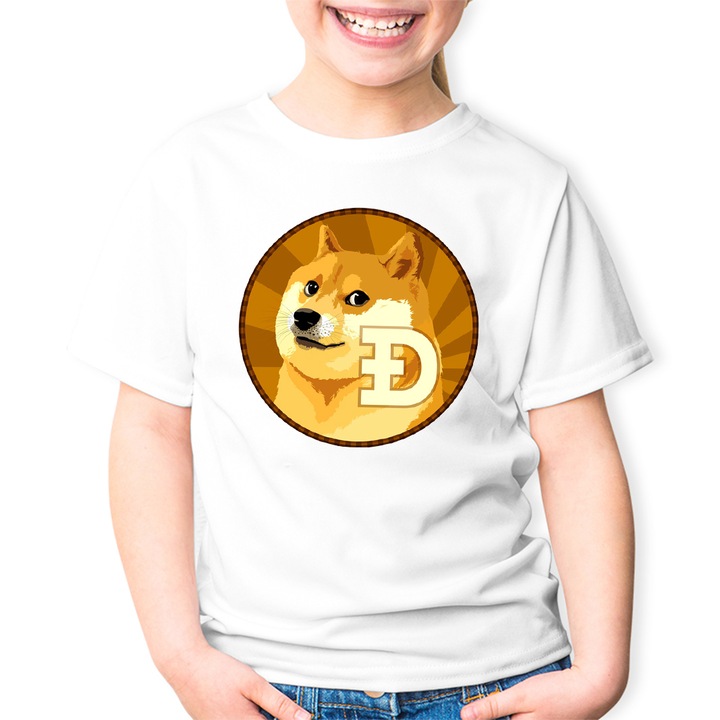 Dogecoin Crypto gyerek póló, Fehér