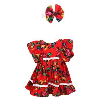 Rochie botez cu bentita, culoare rosie, varsta 3-6 luni Rochie botez cu bentita, culoare rosie, varsta 3-6 luni