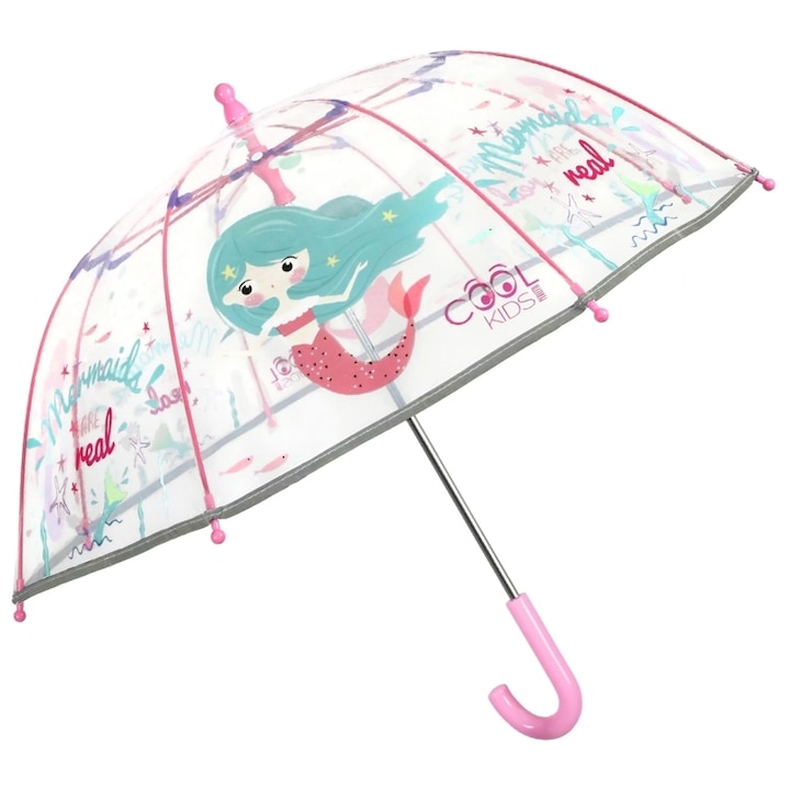 Детски чадър Perletti CoolKids Русалка 15572, Прозрачен