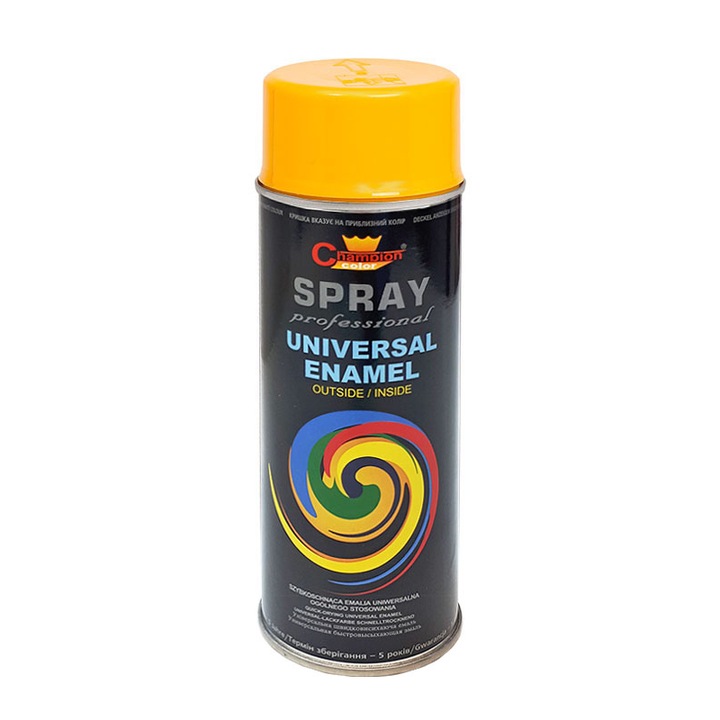 Spray pulverizator vopsea 400ml, culoare Galben RAL 1003 persistenta,rezistenta la intemperii,cu uscare rapida si putere mare de acoperire