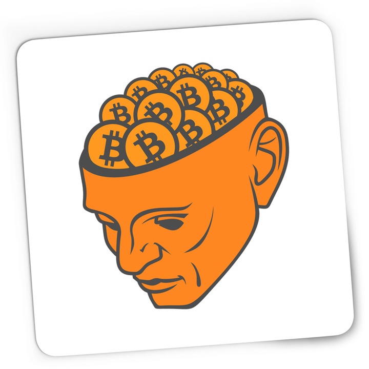 Mousepad Gaming Bitcoin in Head, 21x19 cm