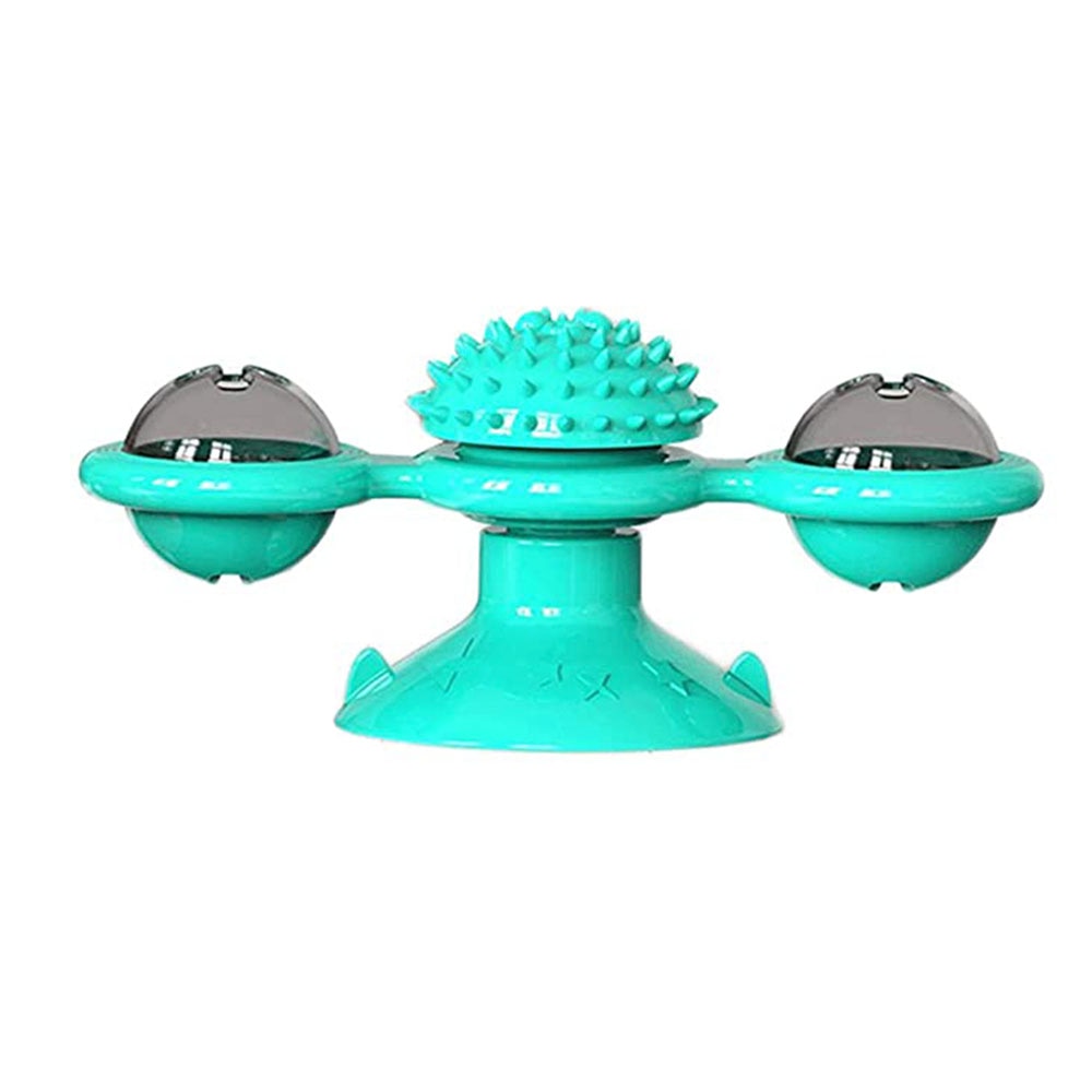 Jucarie interactiva pentru pisici, Model moara de vant, TRP, 15.8 x 7.4 x 6.9 cm, Albastru