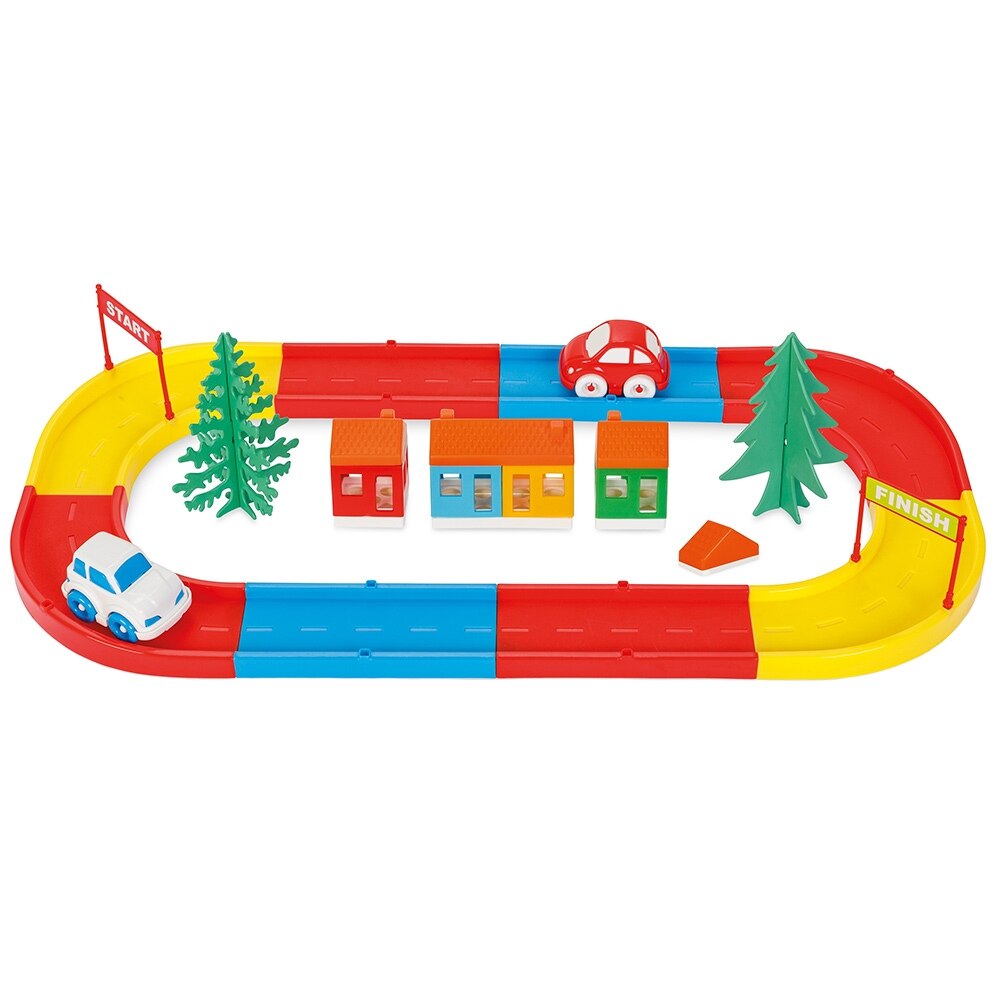 Pista de masini Pilsan Mini City cu 2 masinute, 28 piese