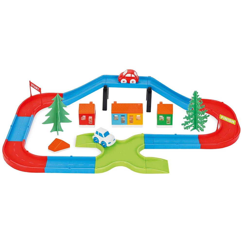 Pista de masini Pilsan Bridge cu 2 masinute, 35 piese