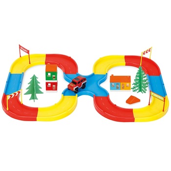 Pista de masini Pilsan Crossroads cu masinuta, 32 piese Pista de masini Pilsan Crossroads cu masinuta, 32 piese