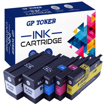 Set 5 cartuse de cerneala, GP Toner, Compatibil cu HP OfficeJet Pro, 8100/ 8620/ 950XL/ 951XL, 2 x 80 ml, 3 x 27 ml, Multicolor Set 5 cartuse de cerneala, GP Toner, Compatibil cu HP OfficeJet Pro, 8100/ 8620/ 950XL/ 951XL, 2 x 80 ml, 3 x 27 ml, Multicolor