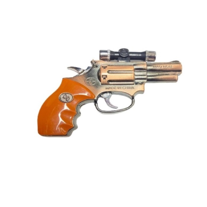 Mini Pistol tip bricheta, revolver, flacara antivant cu laser Of-098, Dgm