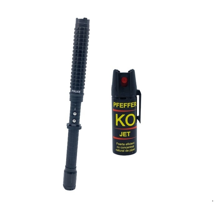Set format din Electrosoc ART X-10 Si Spray KO 50 ML pentru autoaparare