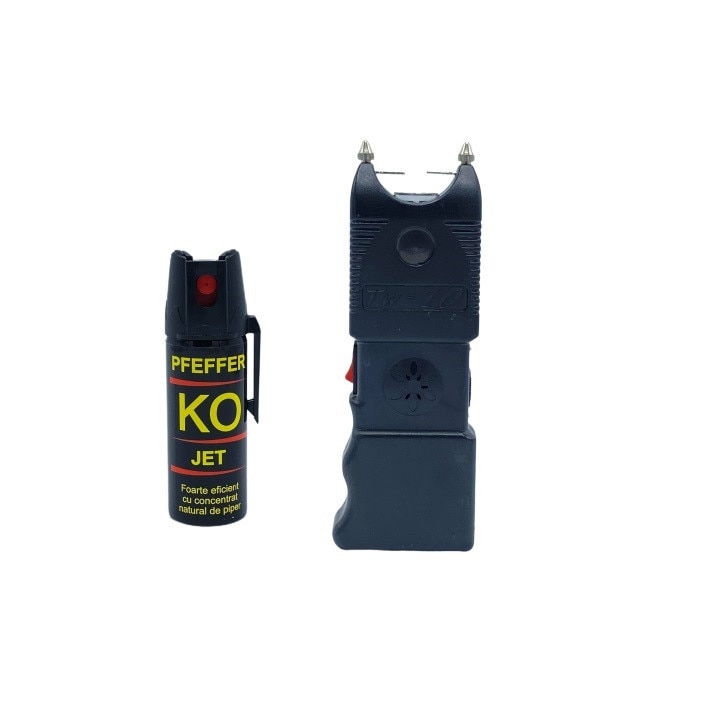 Set format din Electosoc Art TW-10 si Spray KO 50 ML pentru autoaparare