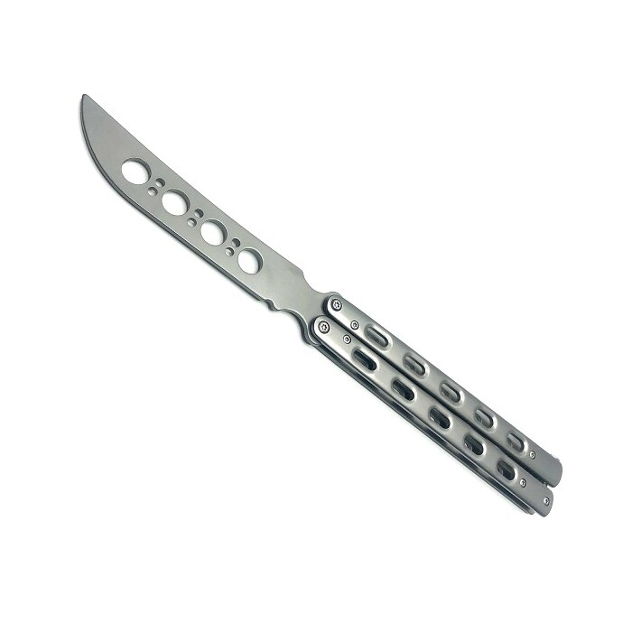 Briceag Butterfly Balisong pentru antrenament 27.5 cm Gri cu husa neagra
