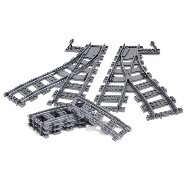 Set extensie sine pentru Tren, cu Bifurcatie, 6 Piese, Gri, 25x20x5 cm