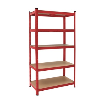 Raft depozitare 5 etajere, Reglabil, 875 kg, Rosu, 180 x 90 x 40 cm Raft depozitare 5 etajere, Reglabil, 875 kg, Rosu, 180 x 90 x 40 cm