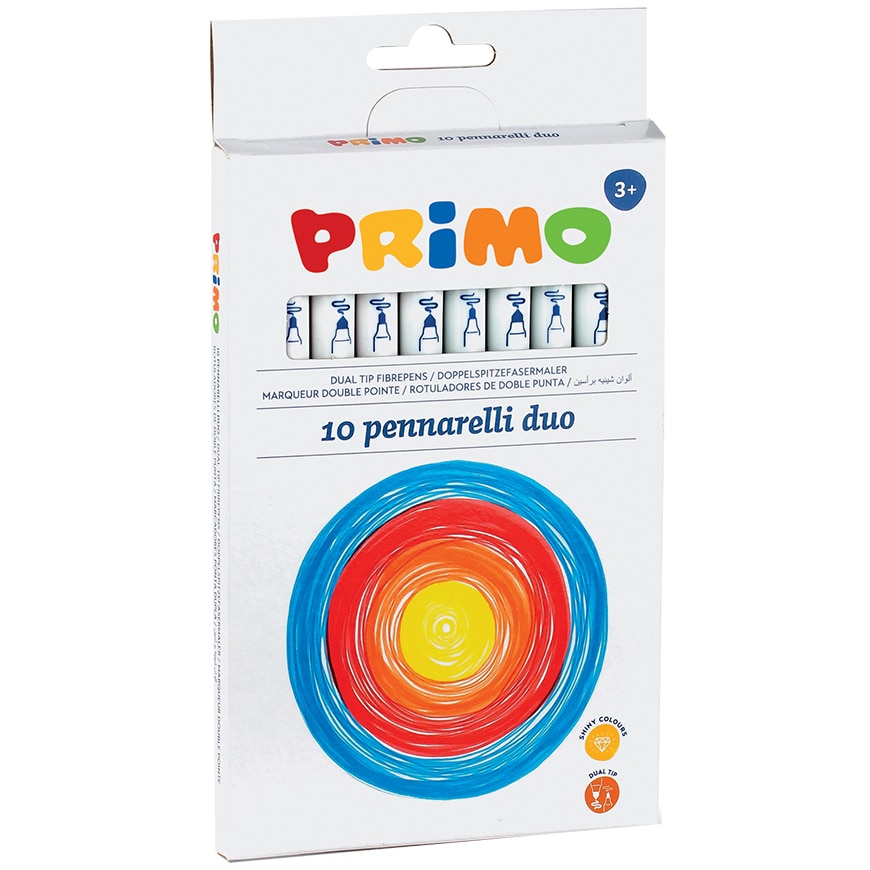 Markere Primo, 2 varfuri, 10 culori/set