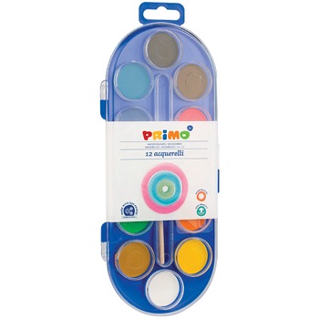 Acuarele cu pensula Primo 30mm, 12 culori/set Acuarele cu pensula Primo 30mm, 12 culori/set