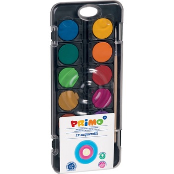 Acuarele Primo, diametru tableta 30mm, 8 culori metalice, 4 culori fluorescente, 12culori/set Acuarele Primo, diametru tableta 30mm, 8 culori metalice, 4 culori fluorescente, 12culori/set