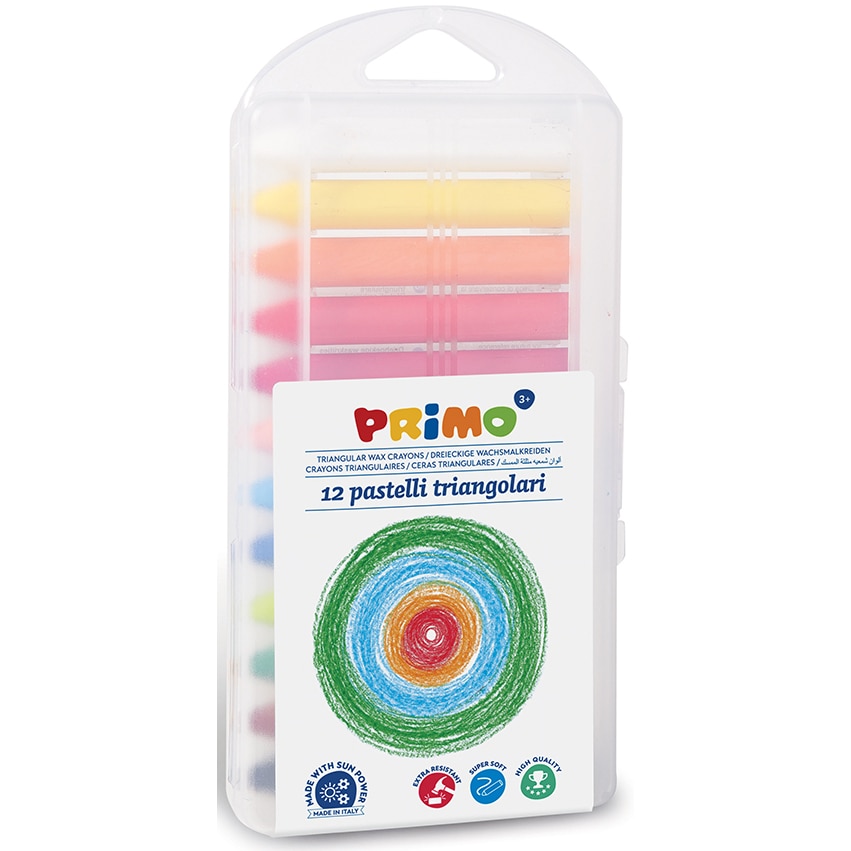 Creioane cerate supersoft Primo, inaltime 85 mm, in cutie de plastic, 12 buc/set