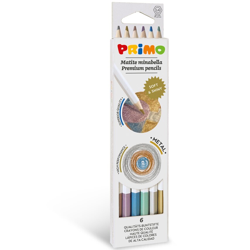 Set 6 Creioane Minabella, culori metalizate