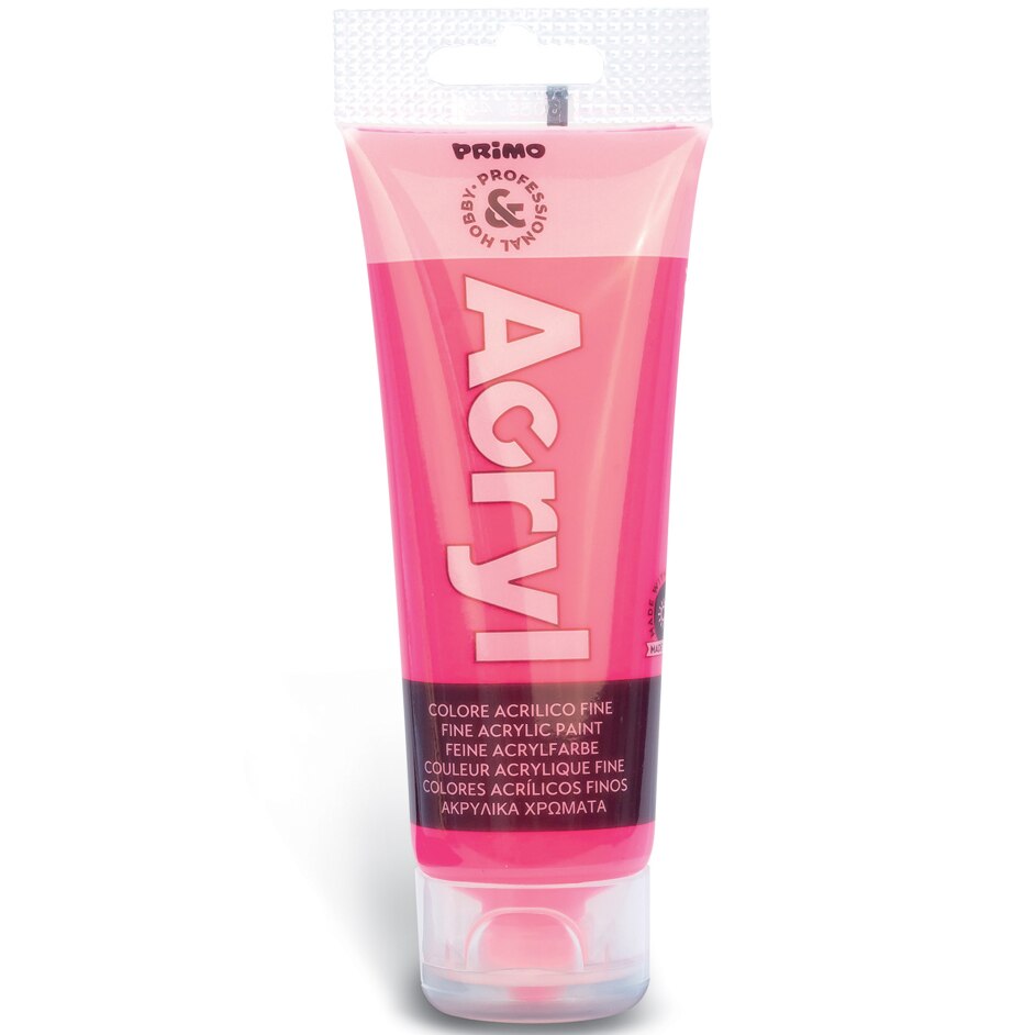 Tempera acrilica Primo, 75ml/tub, roz fluorescent