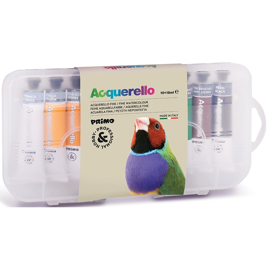 Tempera Primo, pe baza de apa, 18 ml/culoare, 10 culori/set