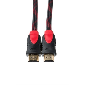 Cablu Kabelwelt HDMI v1.4, Lungime 3m, Braided (impletit), Male-Male, Gold-Plated, Negru/Rosu Cablu Kabelwelt HDMI v1.4, Lungime 3m, Braided (impletit), Male-Male, Gold-Plated, Negru/Rosu