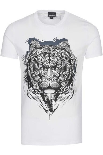 Tricou Barbati Just Cavalli Tiger Print S03GC0361N20663100, Alb