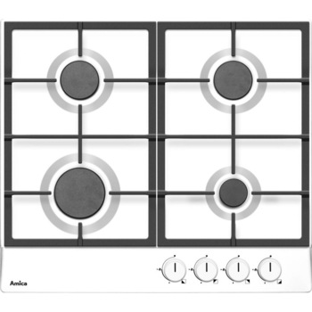 Plita incorporabila Amica PGA6100APW, Gaz, 4 zone de gatit, 59 cm, Alb Plita incorporabila Amica PGA6100APW, Gaz, 4 zone de gatit, 59 cm, Alb
