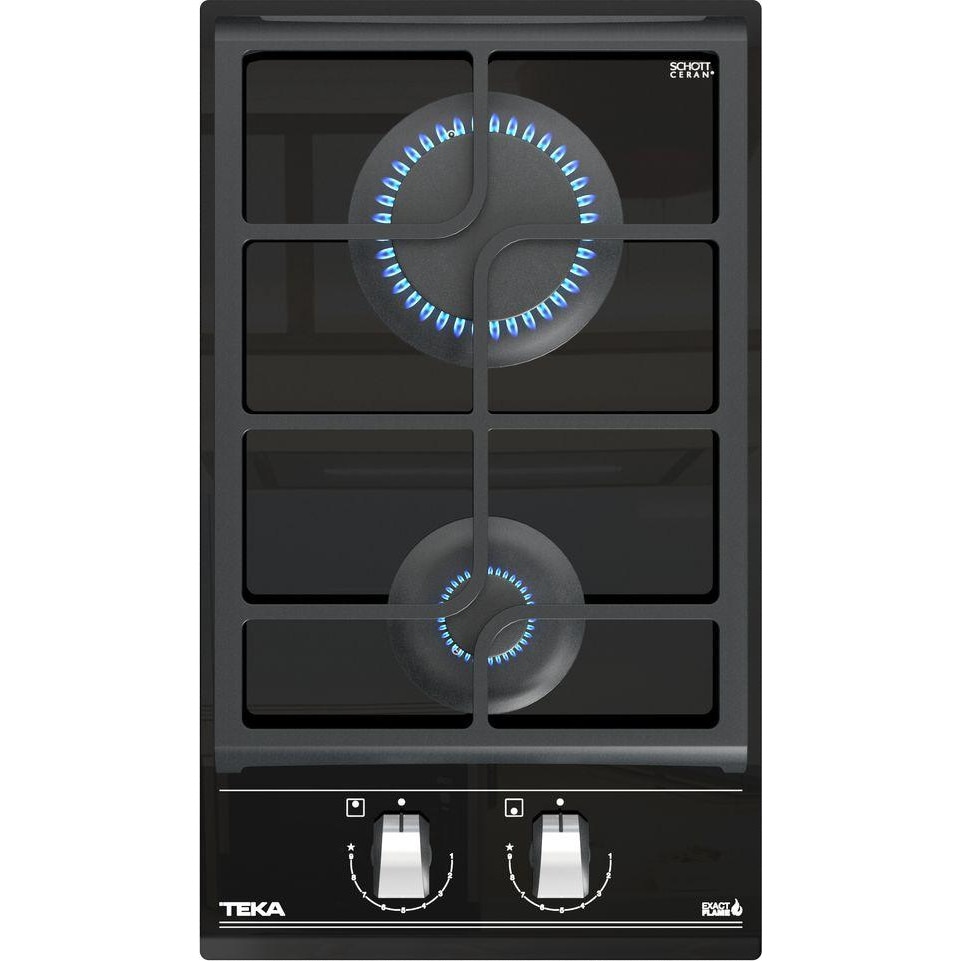 Plita incorporabila Teka GZC 32300 XBN, Gaz, 2 zone de gatit, 30 cm, Negru