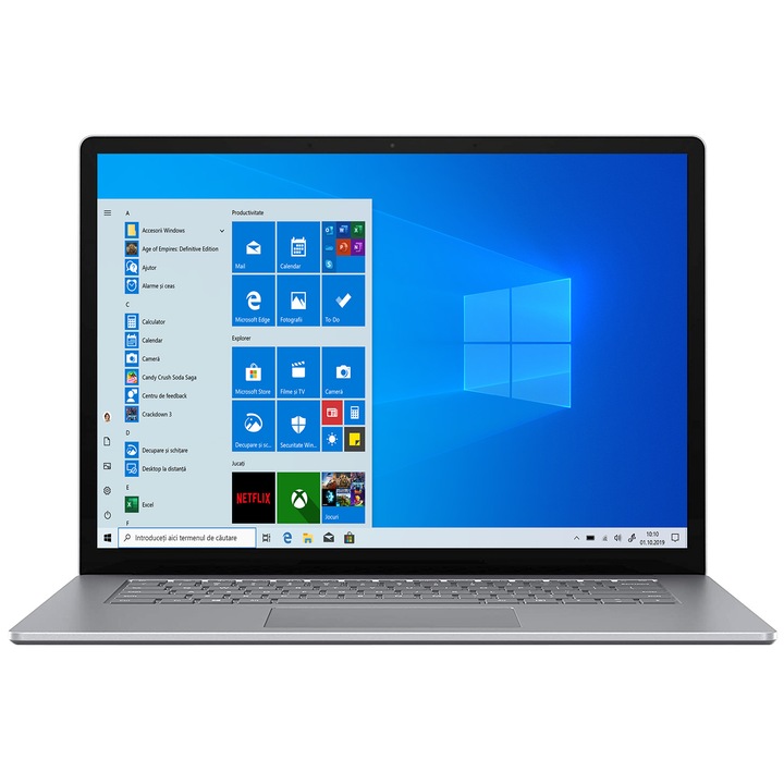 Laptop Microsoft Surface 4 cu procesor AMD Ryzen™ 7 4980U, 15", Full HD Touch, 8GB, 256GB SSD, AMD Radeon RX Vega 8, Windows 10, Platinum