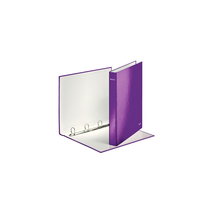 Папка Leitz, "Wow", 4-пръстена, D-образна, 40 мм, A4, Лилав (42420062)