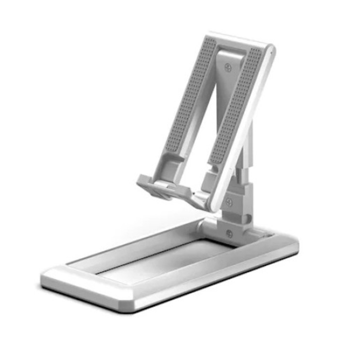 Suport de Birou pentru Telefon sau Tableta, Pliabil si Reglabil, Premium, Alb, Garami Shop®