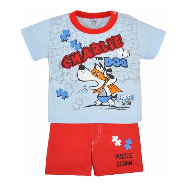 Compleu 2 piese de vara pentru baieti Koala Puzzle 2766R, Rosu 74 cm