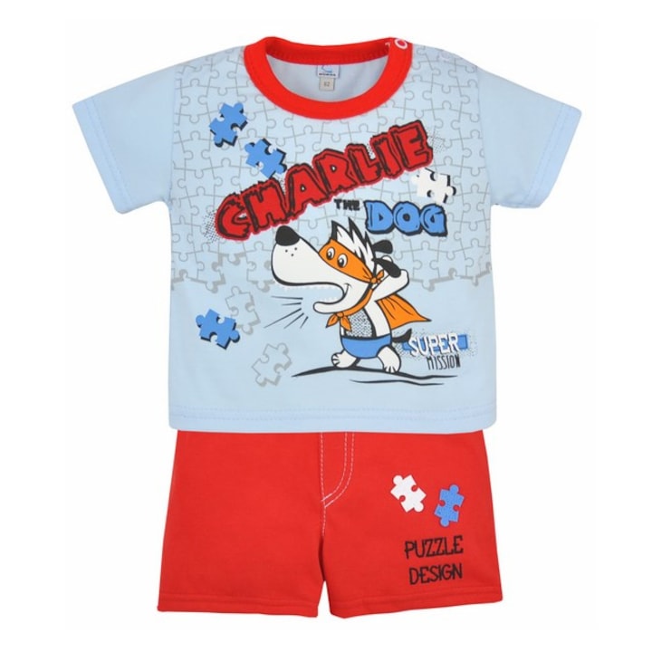 Compleu 2 piese de vara pentru baieti Koala Puzzle 2766R_80 cm, Rosu 53465