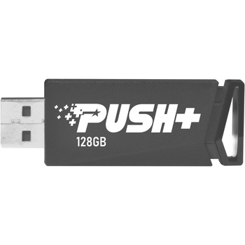 Memorie USB 3.2 Patriot PUSH+, 128 GB, profil mic, Negru Memorie USB 3.2 Patriot PUSH+, 128 GB, profil mic, Negru