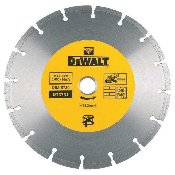 Disc diamantat beton/caramida Dewalt DT3711, 125x22.23mm