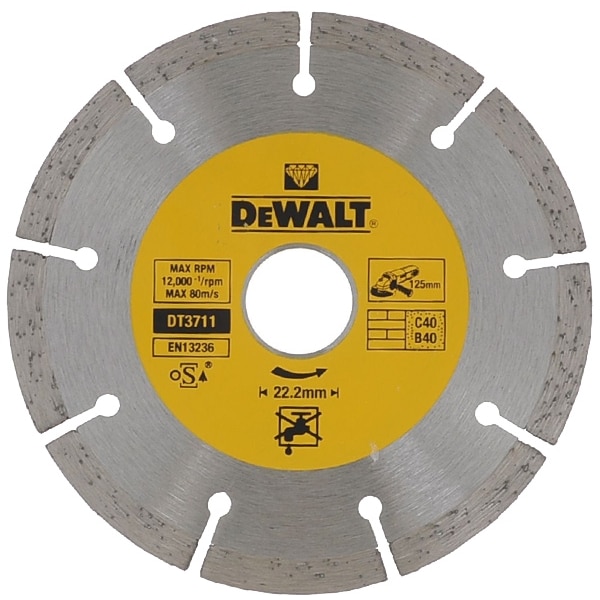 Disc Diamantat secmentat DeWALT pentru taiere uscata zidarie D.115Mm