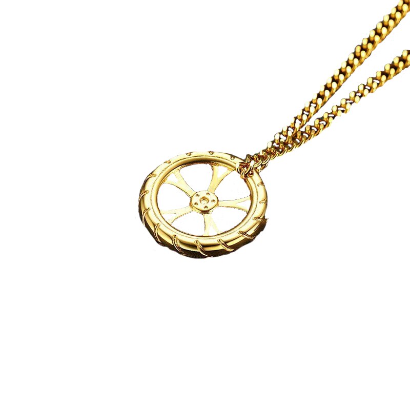 Lant otel barbati cu pandantiv roata aurie MyStyle