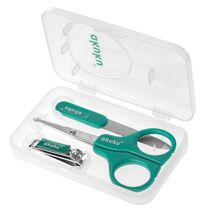 Set manichiura 3 piese pentru bebelusi Akuku A0040-1, Verde