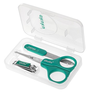 Set manichiura 3 piese pentru bebelusi Akuku A0040-1, Verde Set manichiura 3 piese pentru bebelusi Akuku A0040-1, Verde