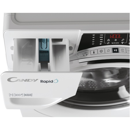 Masina de spalat rufe Slim Candy RO41274DWMCE/1-S, 7 kg, 1200 rpm, Clasa A, Wi-Fi, Inverter Motor, Mix power systems, Steam, Alb